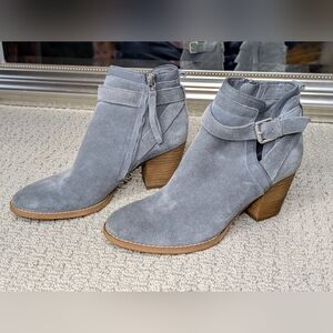 Sam Edelman Leather Blue Suede Bootie Maurine Ankle Boots Size 8 Western Spring